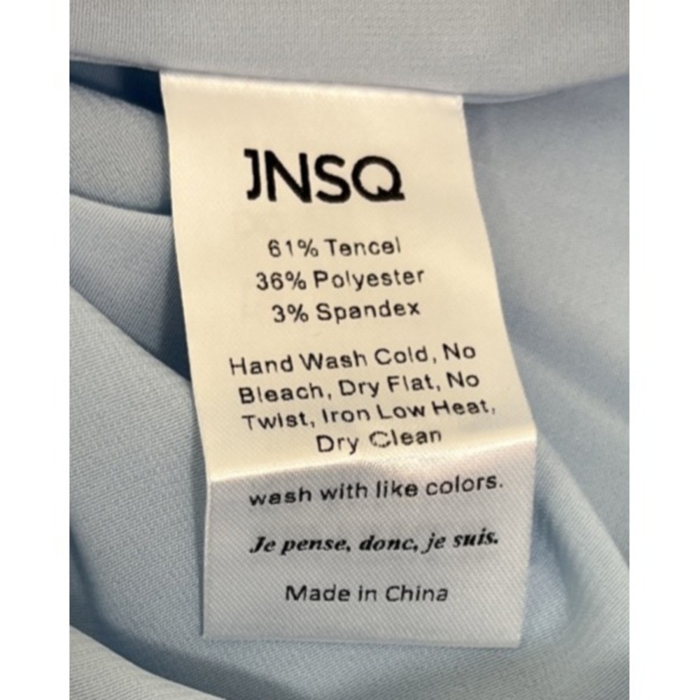 JNSQ FiFi Dress Size 8 NWT $79 Je Ne Sais Quoi Blue Asymmetric Hem Tencel Zip - Picture 13 of 14
